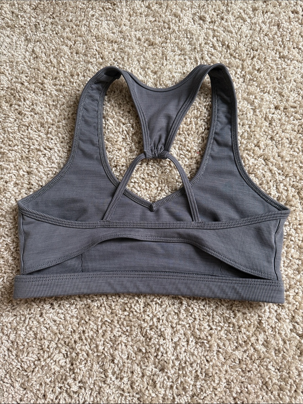 Bombshell Sportswear Gray Ribbed Racerback Sports Bra - Picture 4 of 5